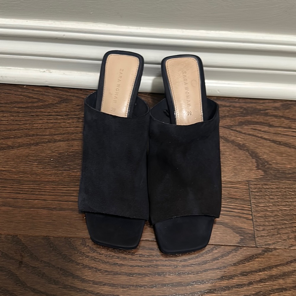 Zara Suede navy clog